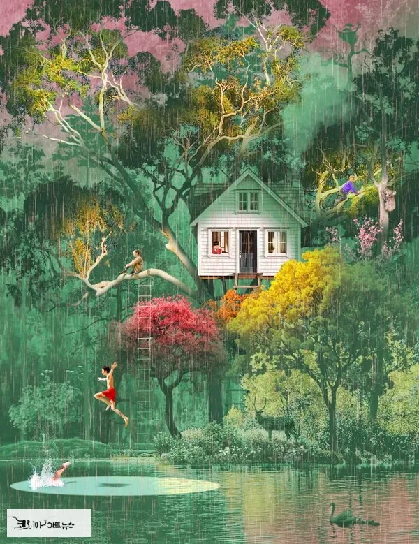 [ACF] 배준성, On the Stage-Pink Rainy Day, 2024, Oil on canvas, 162.2×130.3cm. ⓒ 배준성, GALLTHE’S, ART CHOSUN SPACE