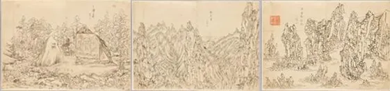 전 김홍도, 《해동명산도(海東名山圖)》, 1788년 이후, 종이에 먹, 각 30.5×43.0cm, 국립중앙박물관 소장