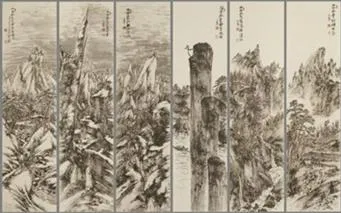 변관식, 《금강사계(金剛四季)》, 1960, 종이에 수묵담채, 각 124.5×32.0㎝, 인주문화재단 소장