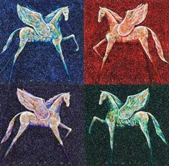 Soul mate (Pegasus), Each 31.8x31.8cm, Mixed media, 2025