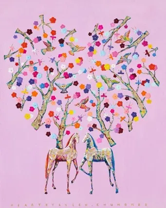 Heart eye of view, 90.9x72.2cm, Mixed media, 2025
