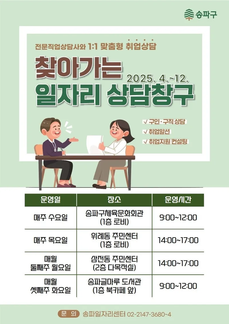 직업상담사 1:1 맞춤형 상담…구직 등록·취업 연계까지 지원