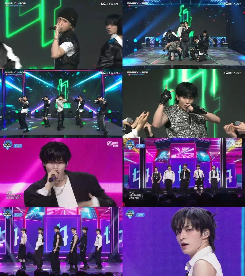 “무대 찢은 폭발력”…엘라스트(E’LAST) ‘Crazy Train’ 열기→글로벌 팬 환호 / 아리랑TV ‘심플리 케이팝’, Mnet ‘엠카운트다운’ 방송 캡처