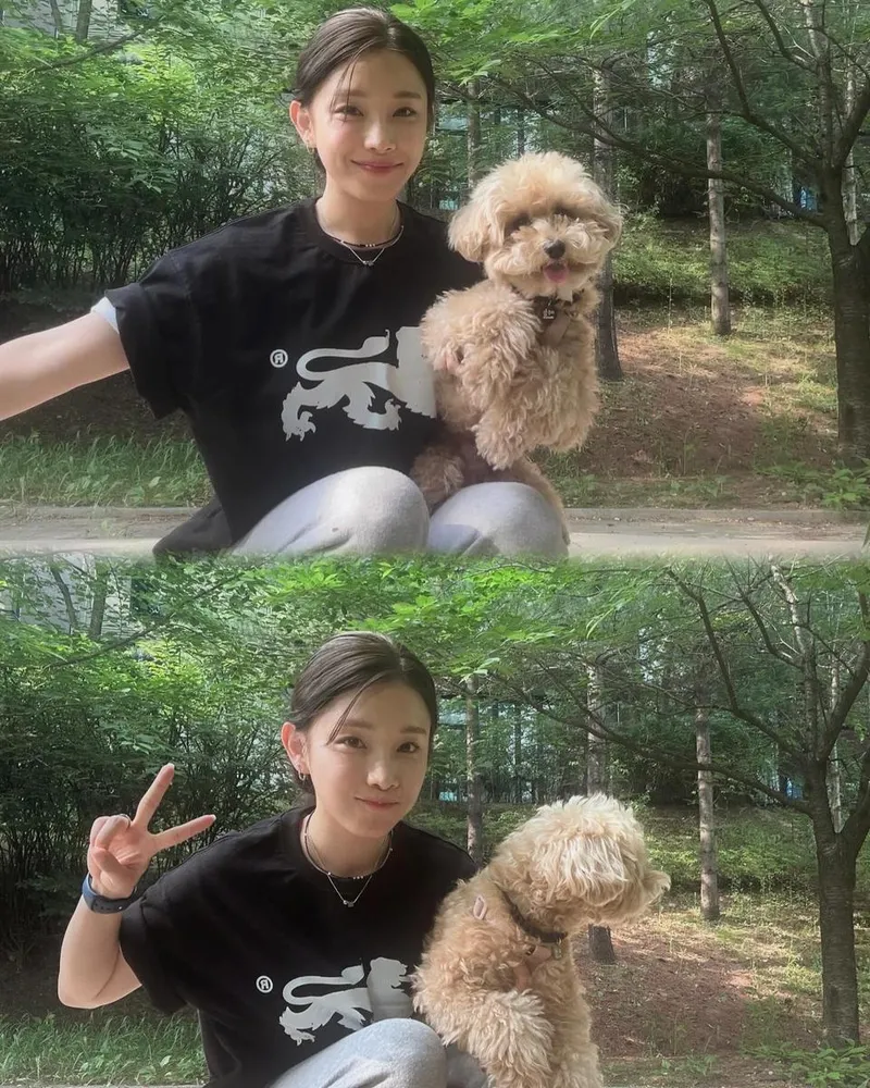 “티셔츠 선물의 따뜻함”…한윤지, 초여름 산책에서 밝은 미소→힐링 무드 완성 / 배우 한윤지 인스타그램