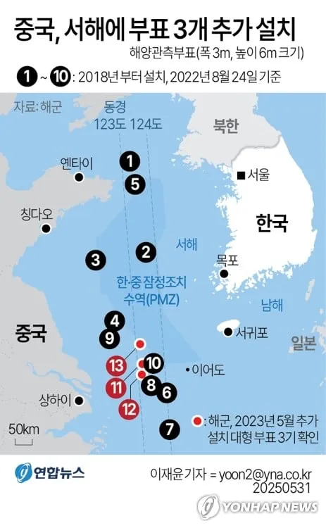 정부, 중국 서해 부표 군사정찰 우려 속 긴장 고조