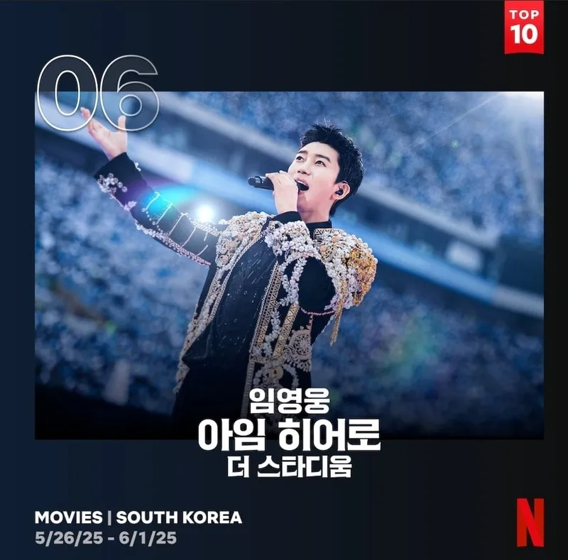 “또다시 톱6”…임영웅, ‘아임히어로 더 스타디움’의 힘→OTT 역주행 신화