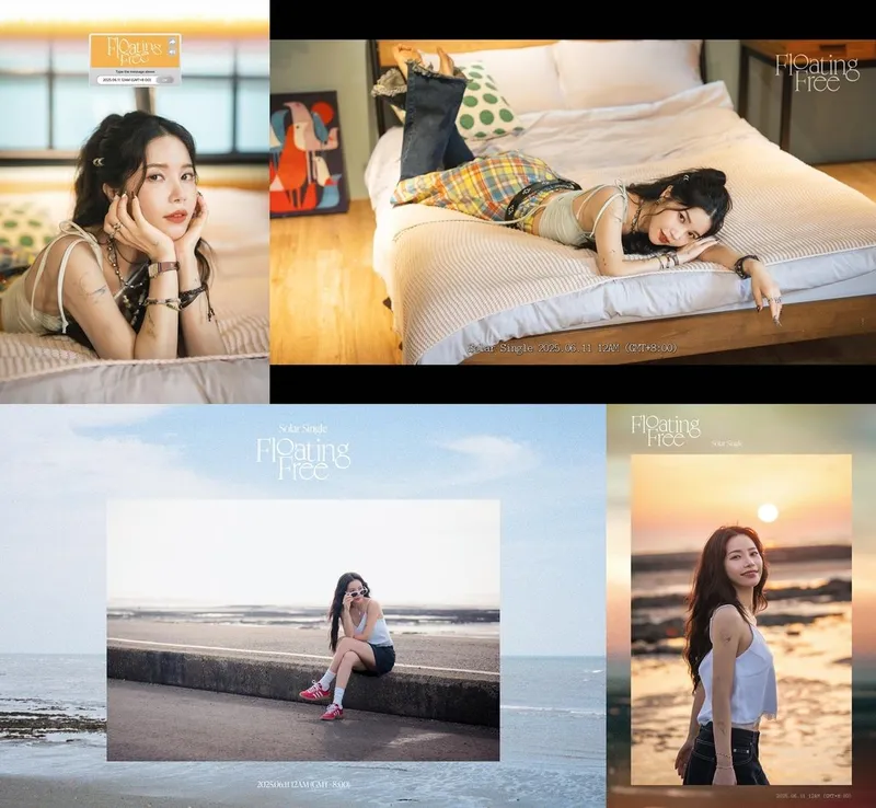 “노을 끝에 담긴 솔라”…마마무 솔라, ‘Floating Free’로 감성 물들이다→9m88 협업 기대 / 알비더블유