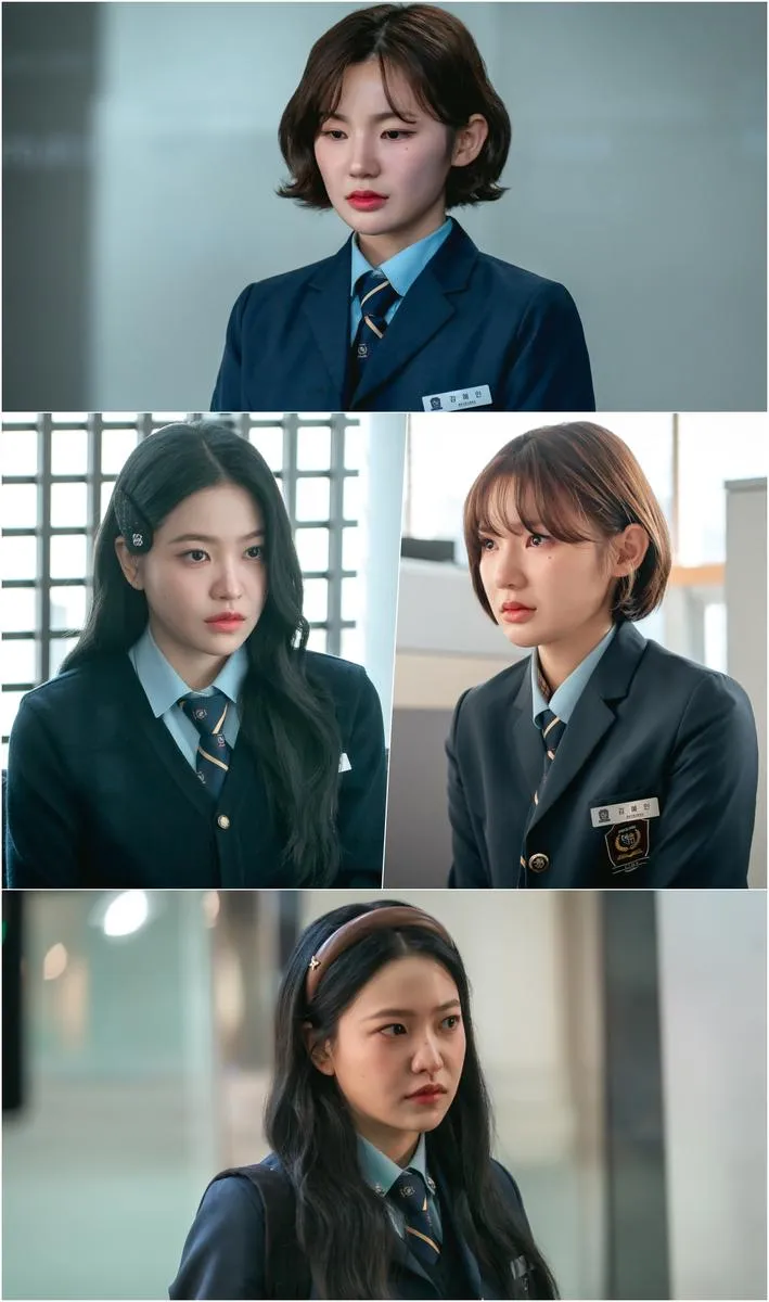 “삶을 뒤흔드는 충격”…이은샘·김예림, ‘청담국제고등학교 2’ 미묘한 첨예 대립→서늘한 시선 격돌 / 와이낫미디어, 리안컨텐츠