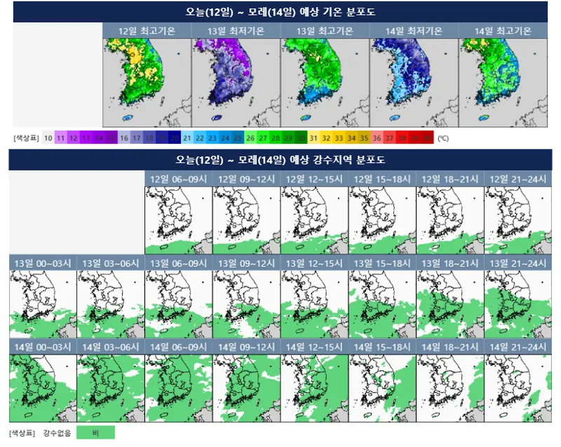 [오늘의 날씨] 제주도 50mm~100mm 강한 비, 낮 기온 전국 23도~32도까지 올라