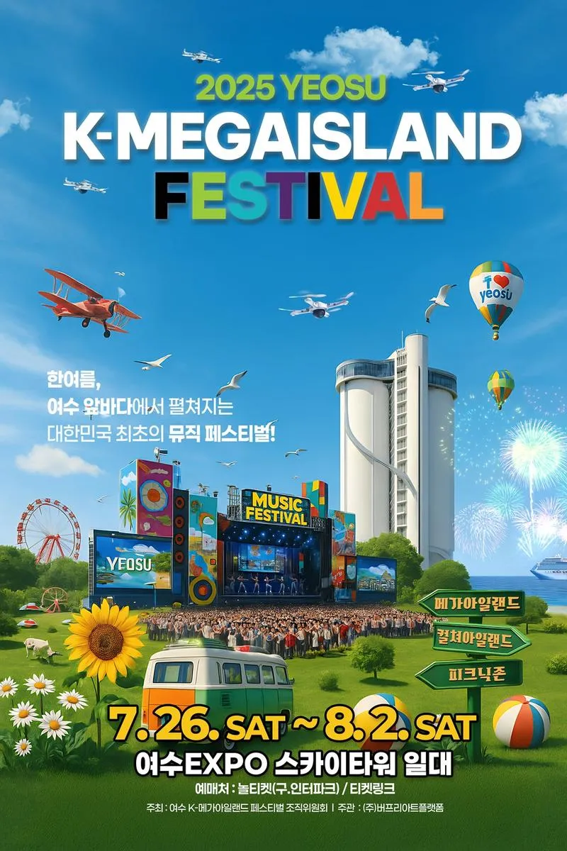 “여수 K-메가 아일랜드, 초호화 라인업”…하츠투하츠·홍자·송민준→티켓팅 전쟁 예고 / KMIF 조직위원회