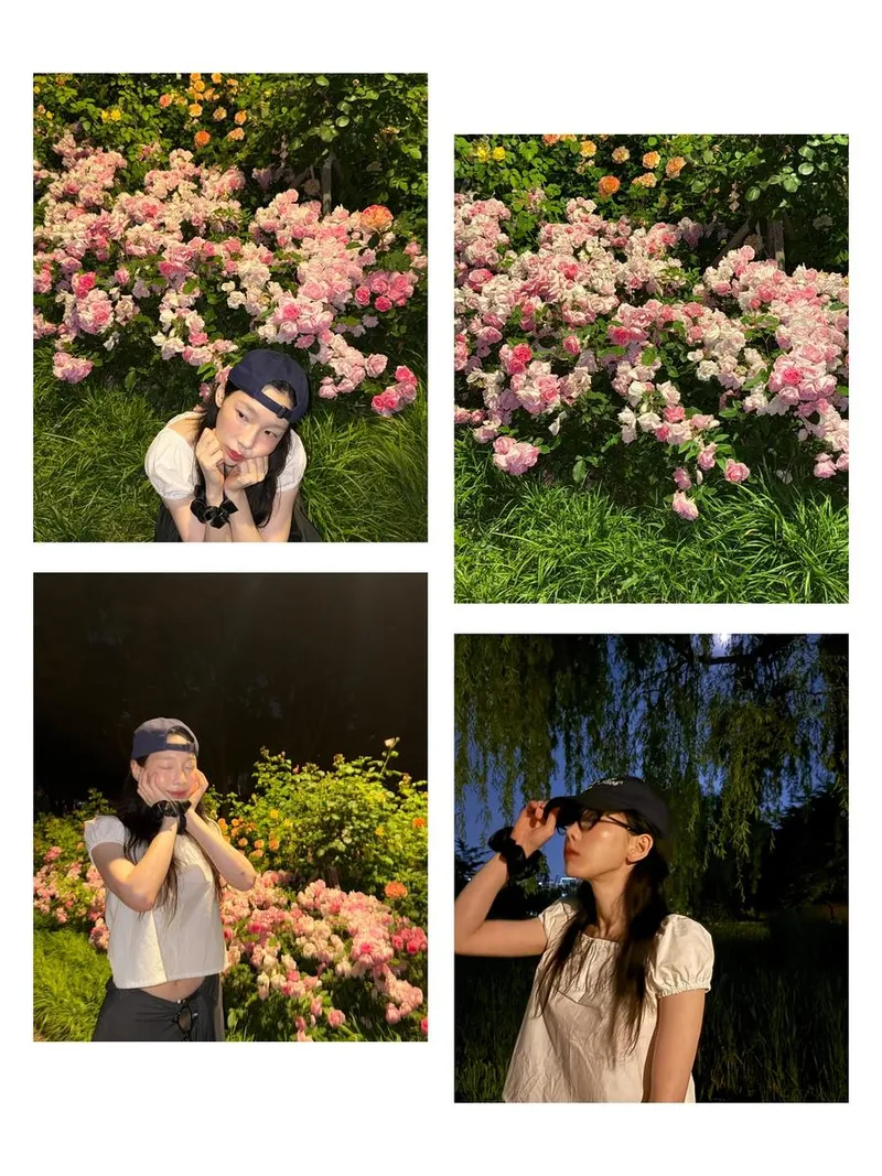 “야밤, 꽃길에 기대어”…태연, 소프트함 가득→몽환적 산책 미소 / 걸그룹 소녀시대 태연 인스타그램