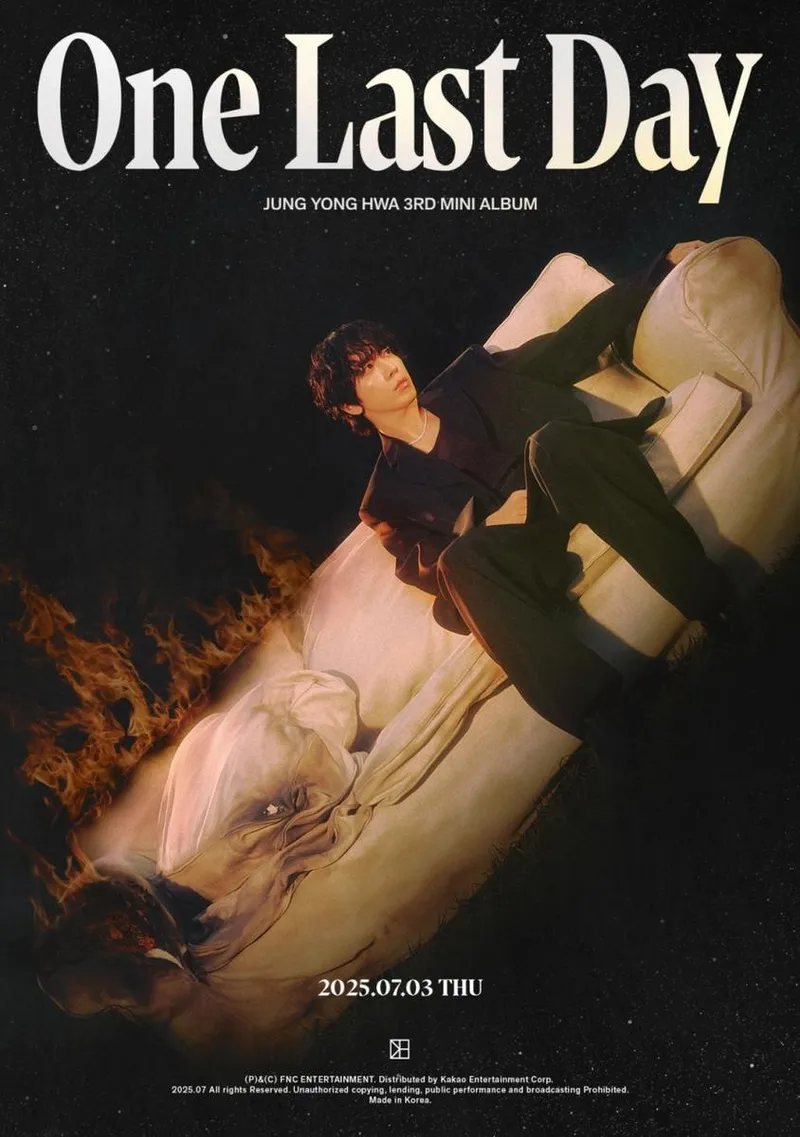 “불꽃 속 고독한 시선”…정용화, ‘One Last Day’로 2년 만에 솔로 열기→10주년 콘서트 기대 / FNC엔터테인먼트