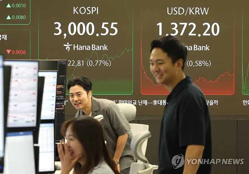 코스피 3,000선 3년 5개월 만에 돌파…외국인 매수·경기부양 기대에 상승
