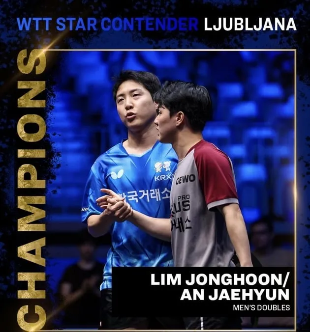 “3-0 완승”…임종훈-안재현, 르브렁 형제 제압→WTT 류블랴나 복식 정상